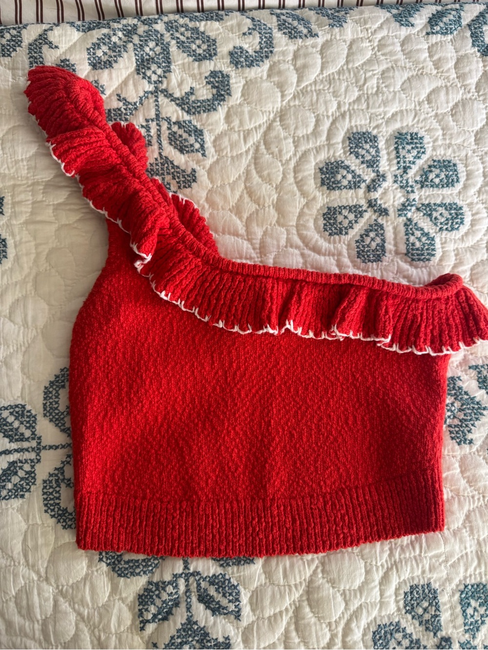Urban Outfitters Bright Red Knit Top with White Label